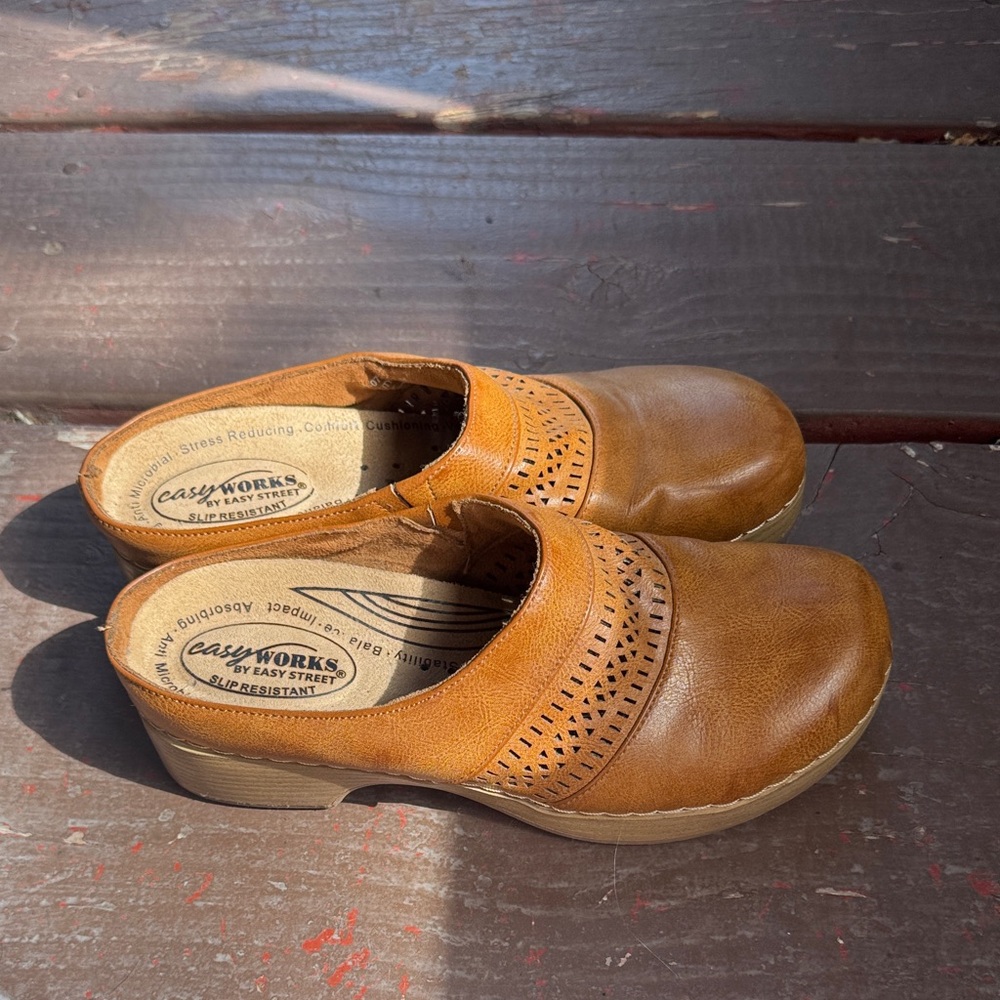 Brown Leather Clogs